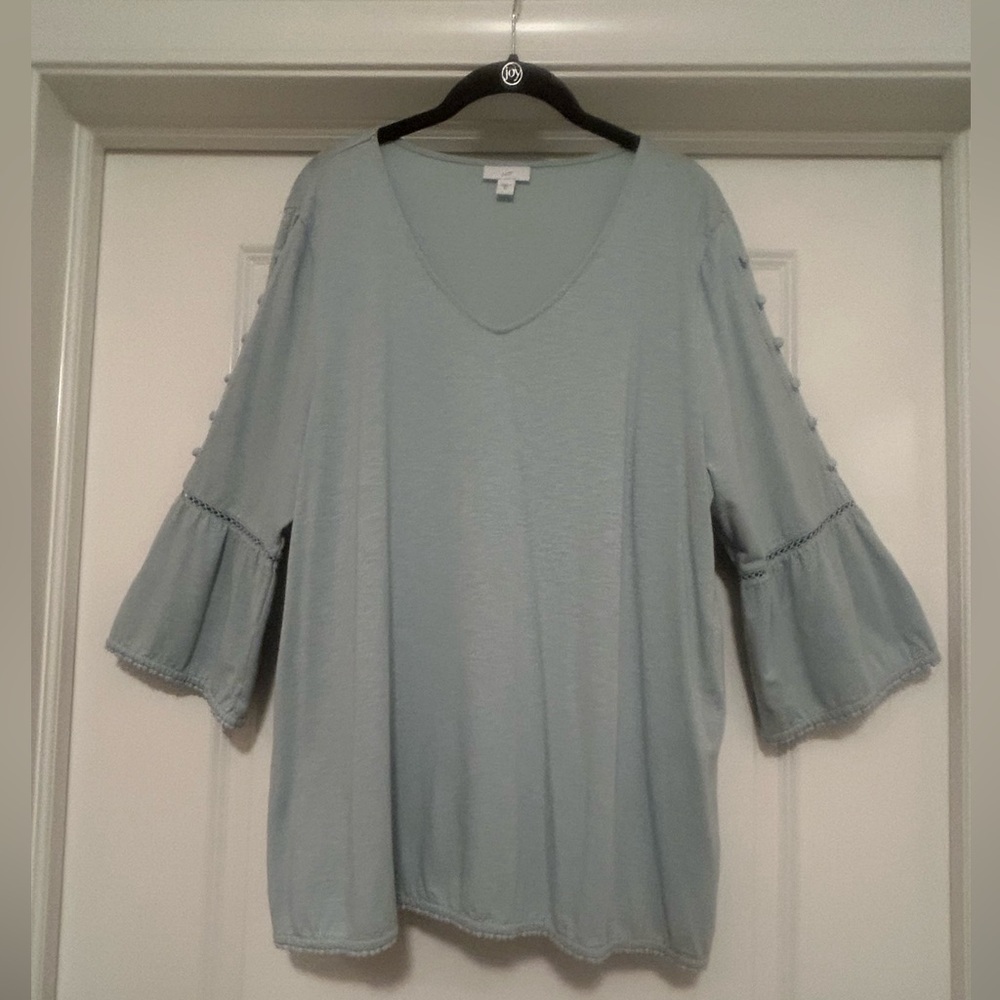 J. Jill Soft Blue Bell Sleeve Blouse